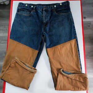 Work Mate heavy duty jeans men's size 40X32 denim blue with brown canvas